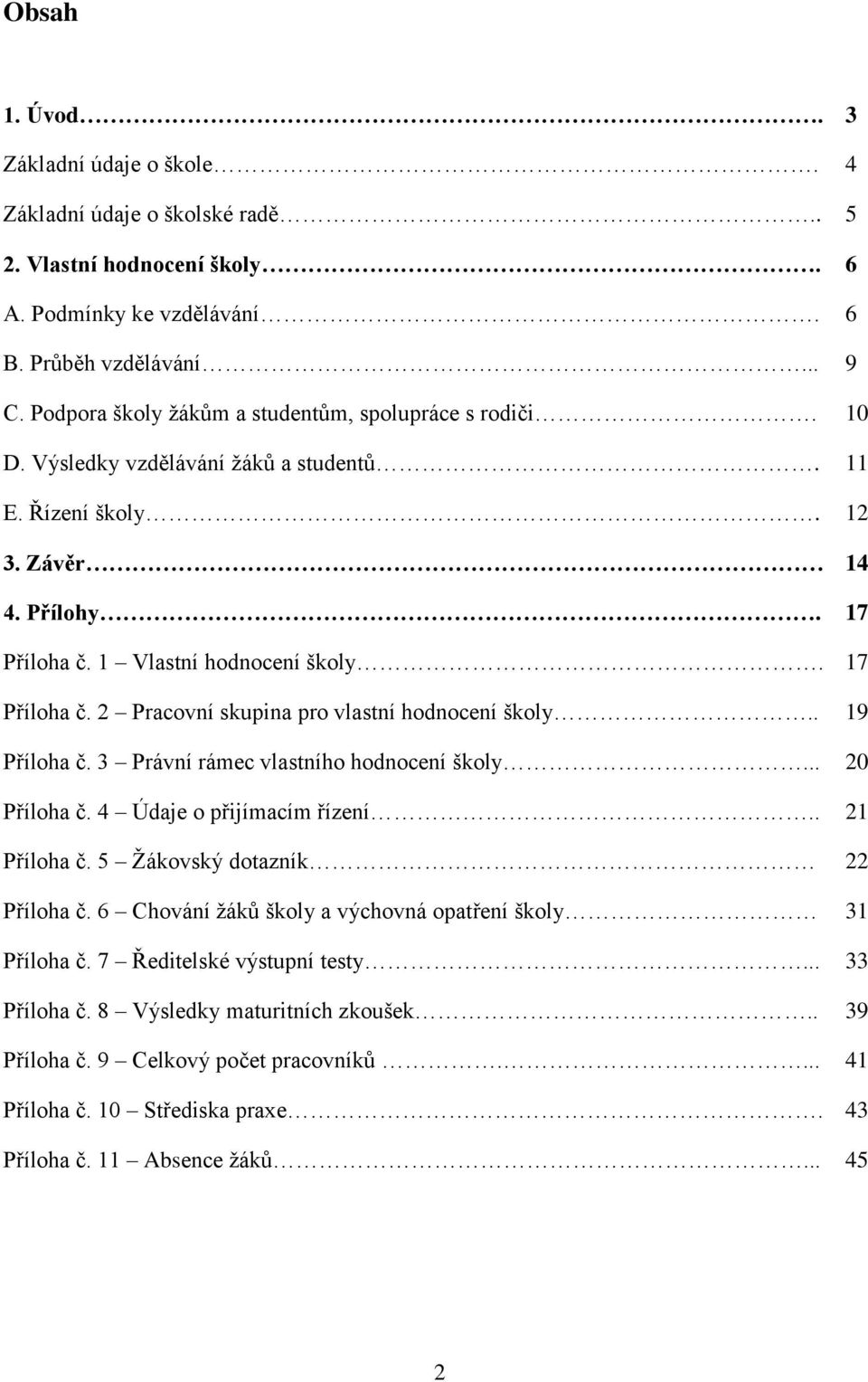 1 Vlastní hodnocení školy. 17 Příloha č. 2 Pracovní skupina pro vlastní hodnocení školy.. 19 Příloha č. 3 Právní rámec vlastního hodnocení školy... 20 Příloha č. 4 Údaje o přijímacím řízení.