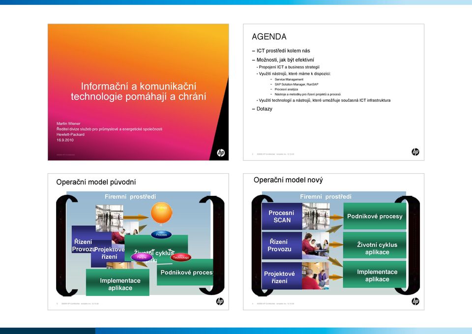 Service Management SAP Solution Manager, RunSAP Procesní analýza Nástroje a metodiky pro řízení projektů a procesů Využití technologií a nástrojů, které umožňuje současná ICT infrastruktura Dotazy