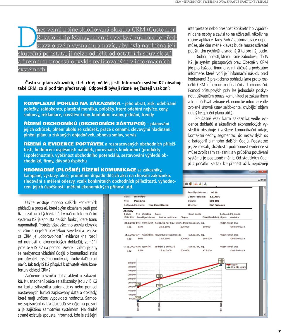 Často se ptám zákazníků, kteří chtějí vědět, jestli Informační systém K2 obsahuje také CRM, co si pod tím představují.