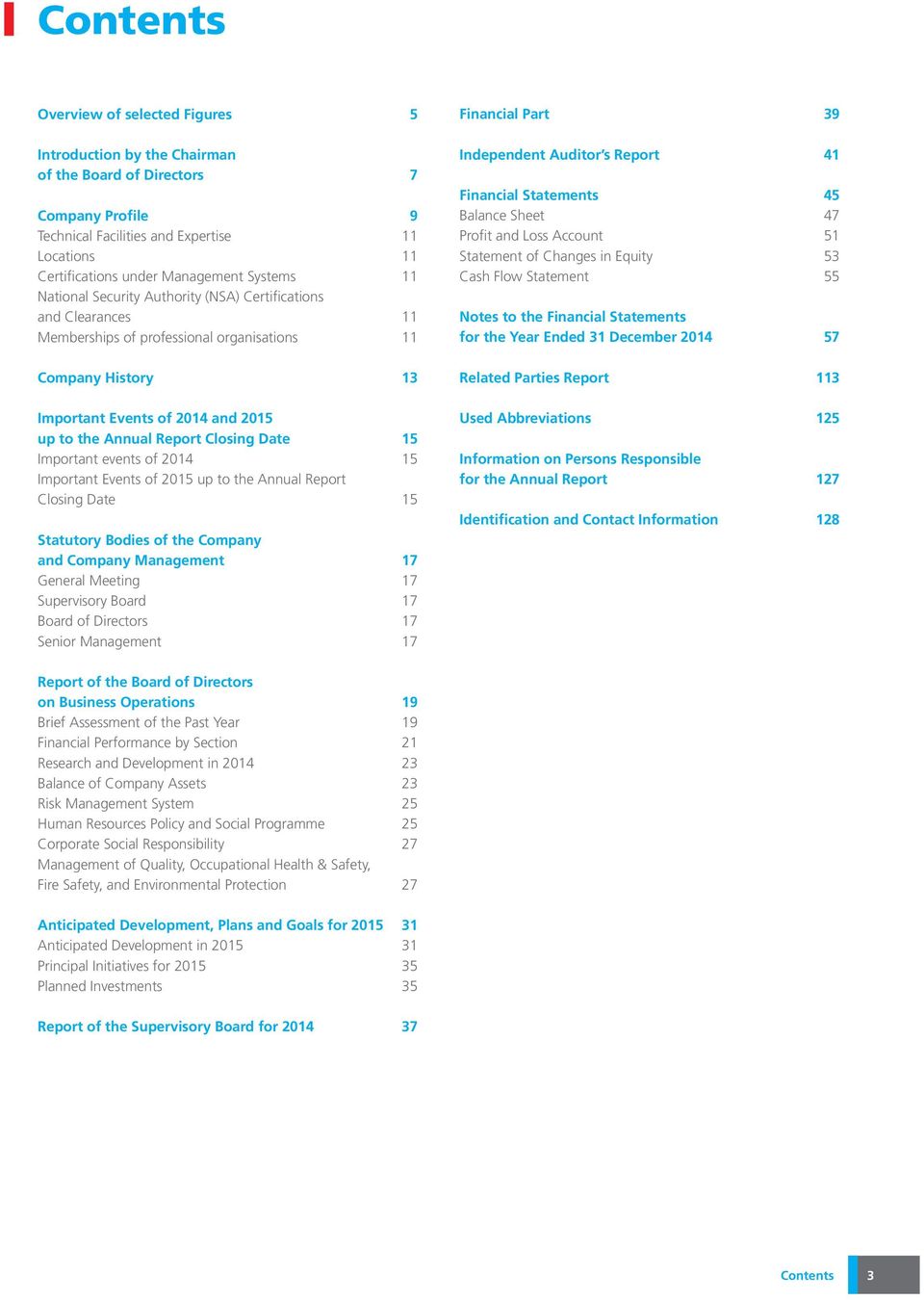 Closing Date 15 Important events of 2014 15 Important Events of 2015 up to the Annual Report Closing Date 15 Statutory Bodies of the Company and Company Management 17 General Meeting 17 Supervisory