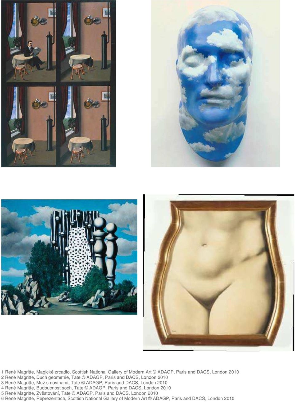 2010 4 René Magritte, Budoucnost soch, Tate ADAGP, Paris and DACS, London 2010 5 René Magritte, Zvěstování, Tate ADAGP, Paris