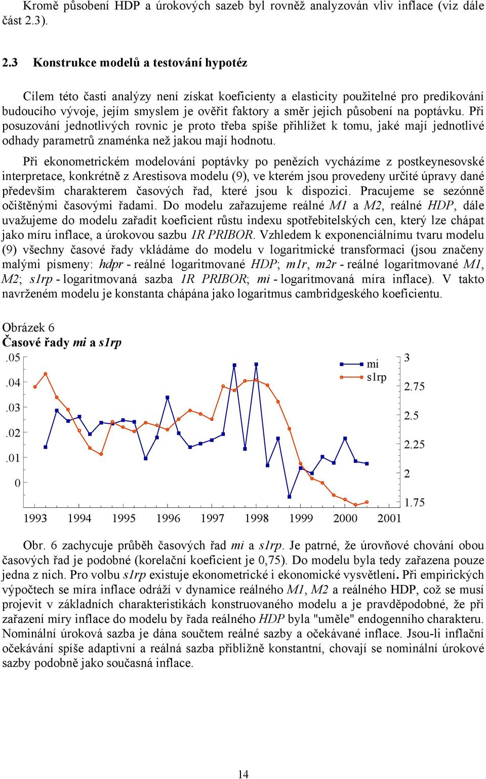 3 Konstrukce modelů a testování hypotéz Cílem této časti analýzy není získat koeficienty a elasticity použitelné pro predikování budoucího vývoje, jejím smyslem je ověřit faktory a směr jejich