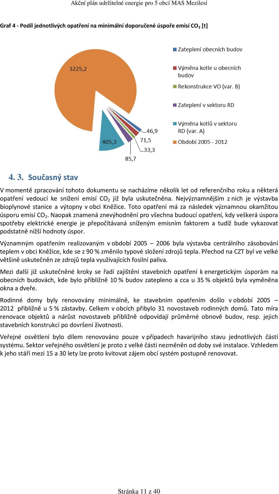 Nejvýznamnějším z nich je výstavba bioplynové stanice a výtopny v obci Kněžice. Toto opatření má za následek významnou okamžitou úsporu emisí CO 2.