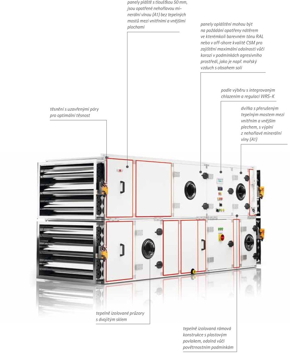 mořský vzduch s obsahem soli podle výběru s integrovaným chlazením a regulací WRS-K těsnění s uzavřenými póry pro optimální těsnost dvířka s přerušeným tepelným mostem mezi vnitřním