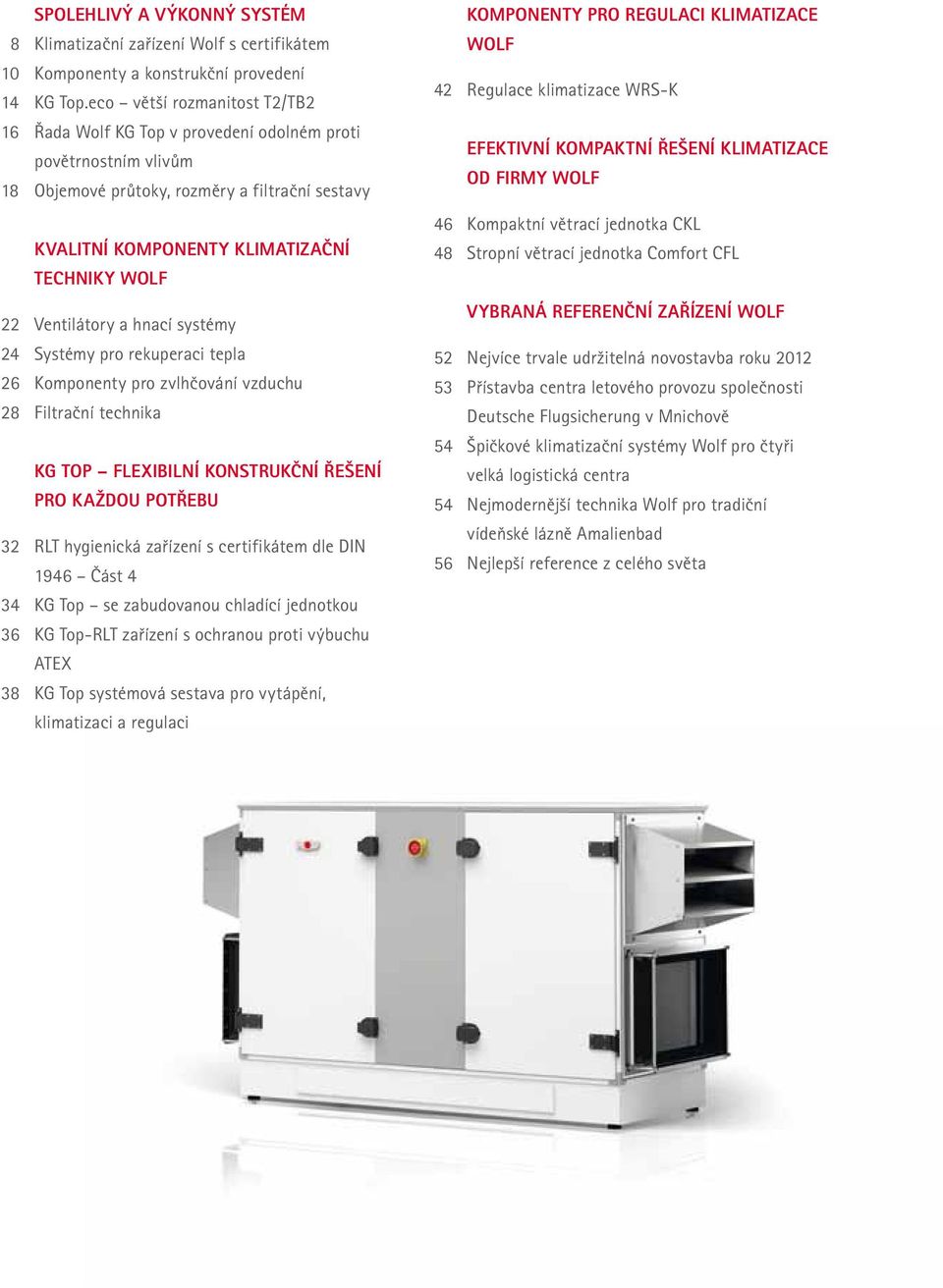 Ventilátory a hnací systémy 24 Systémy pro rekuperaci tepla 26 Komponenty pro zvlhčování vzduchu 28 Filtrační technika kg Top flexibilní konstrukční řešení pro každou potřebu 32 RLT hygienická