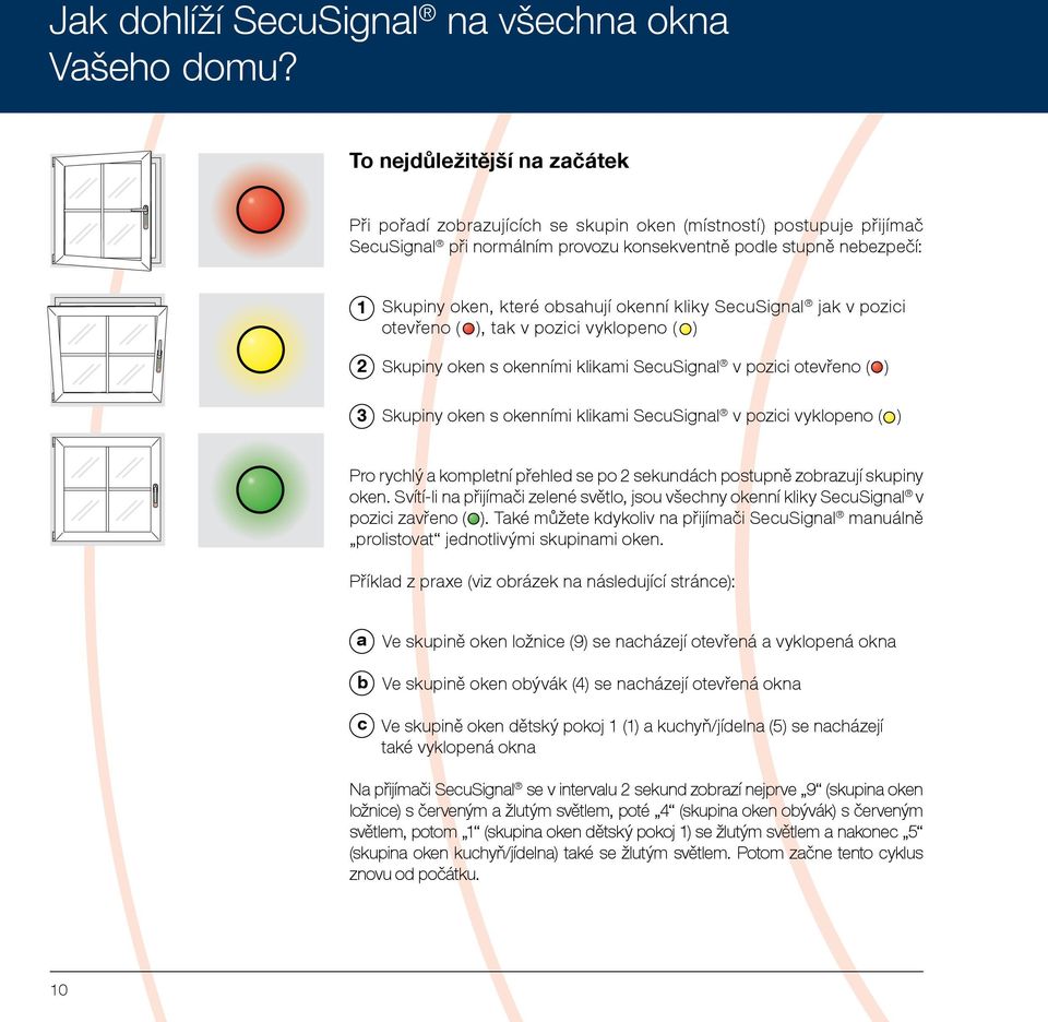 obsahují okenní kliky SecuSignal jak v pozici otevřeno ( ), tak v pozici vyklopeno ( ) Skupiny oken s okenními klikami SecuSignal v pozici otevřeno ( ) Skupiny oken s okenními klikami SecuSignal v