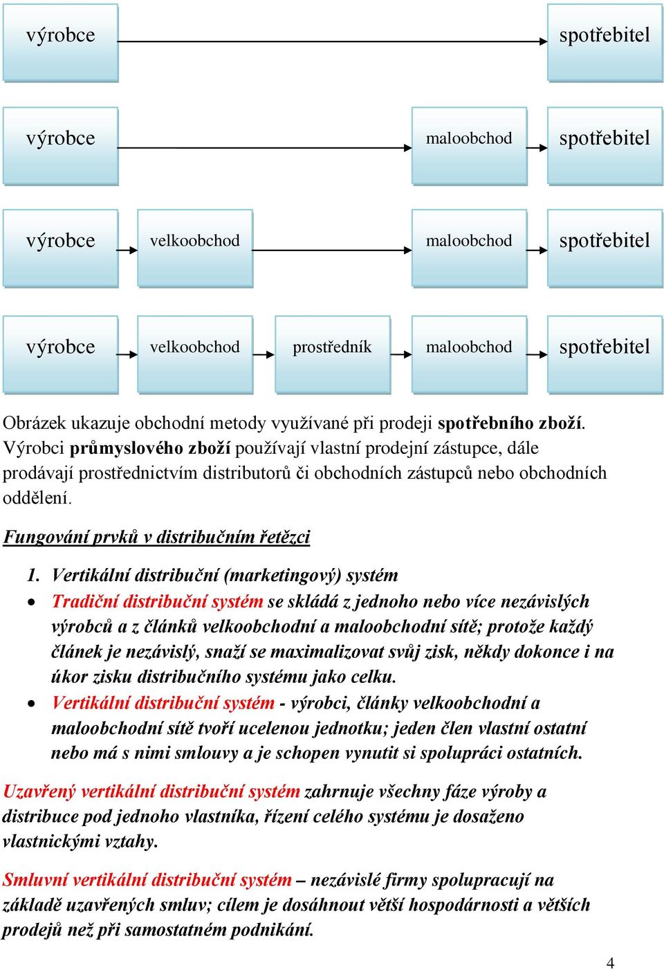 Vertikální distribuční (marketingový) systém Tradiční distribuční systém se skládá z jednoho nebo více nezávislých výrobců a z článků velkoobchodní a maloobchodní sítě; protože každý článek je