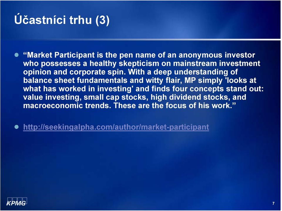 With a deep understanding of balance sheet fundamentals and witty flair, MP simply 'looks at what has worked in investing'