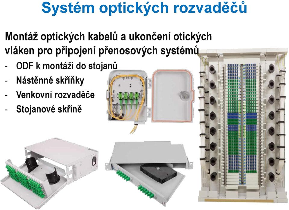 přenosových systémů - ODF k montáži do stojanů -