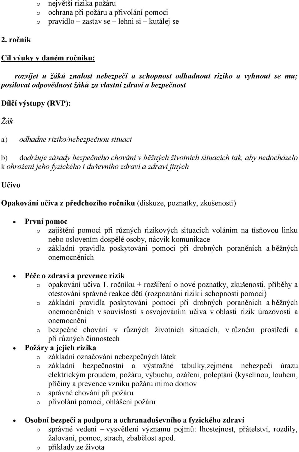 ddržuje zásady bezpečnéh chvání v běžných živtních situacích tak, aby nedcházel k hržení jeh fyzickéh i duševníh zdraví a zdraví jiných Učiv Opakvání učiva z předchzíh rčníku (diskuze, pznatky,