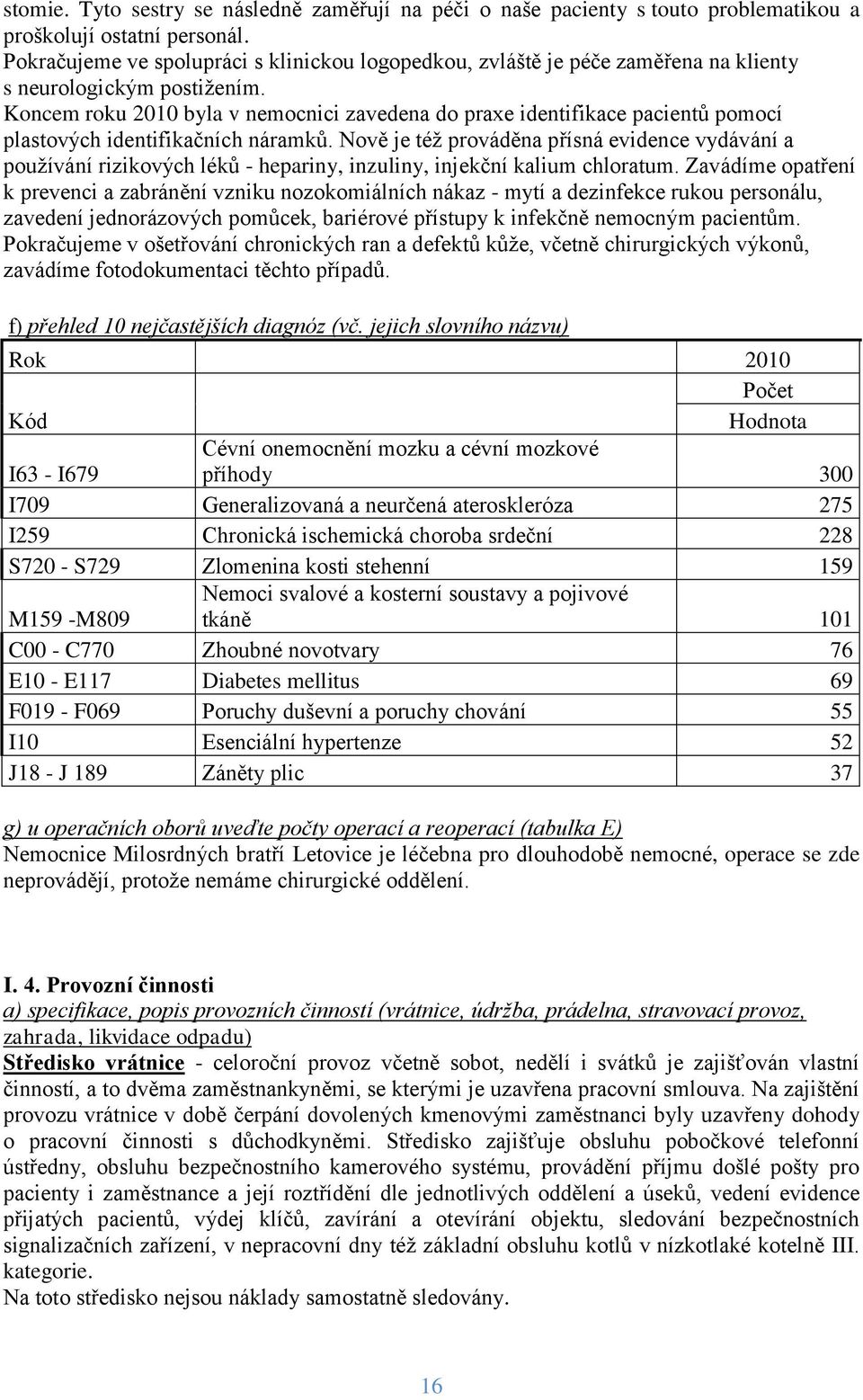 Koncem roku 2010 byla v nemocnici zavedena do praxe identifikace pacientů pomocí plastových identifikačních náramků.