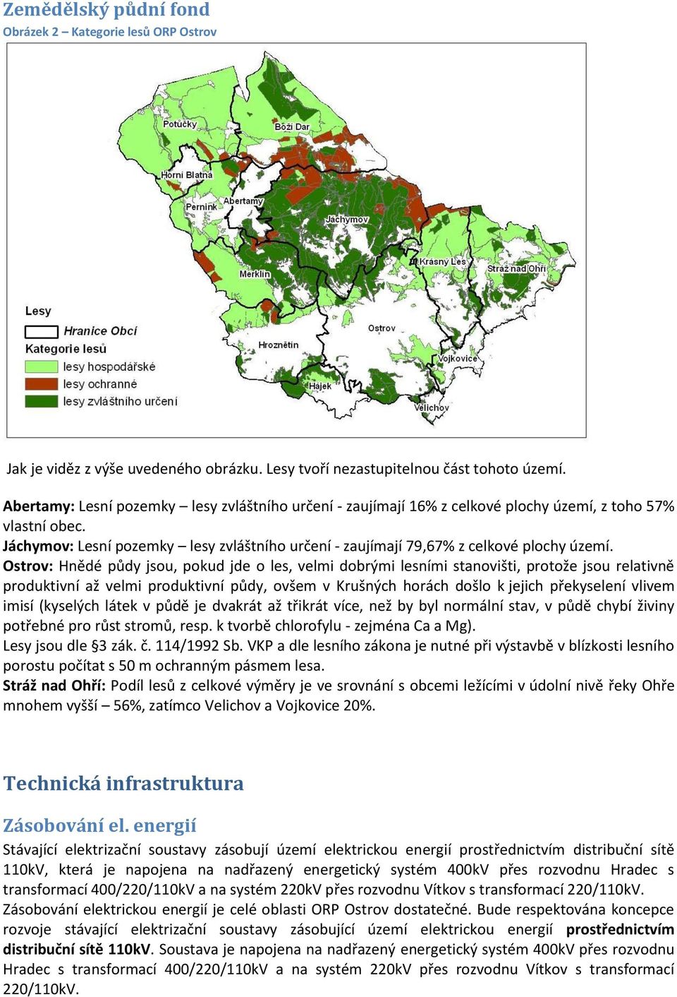 Jáchymov: Lesní pozemky lesy zvláštního určení - zaujímají 79,67% z celkové plochy území.