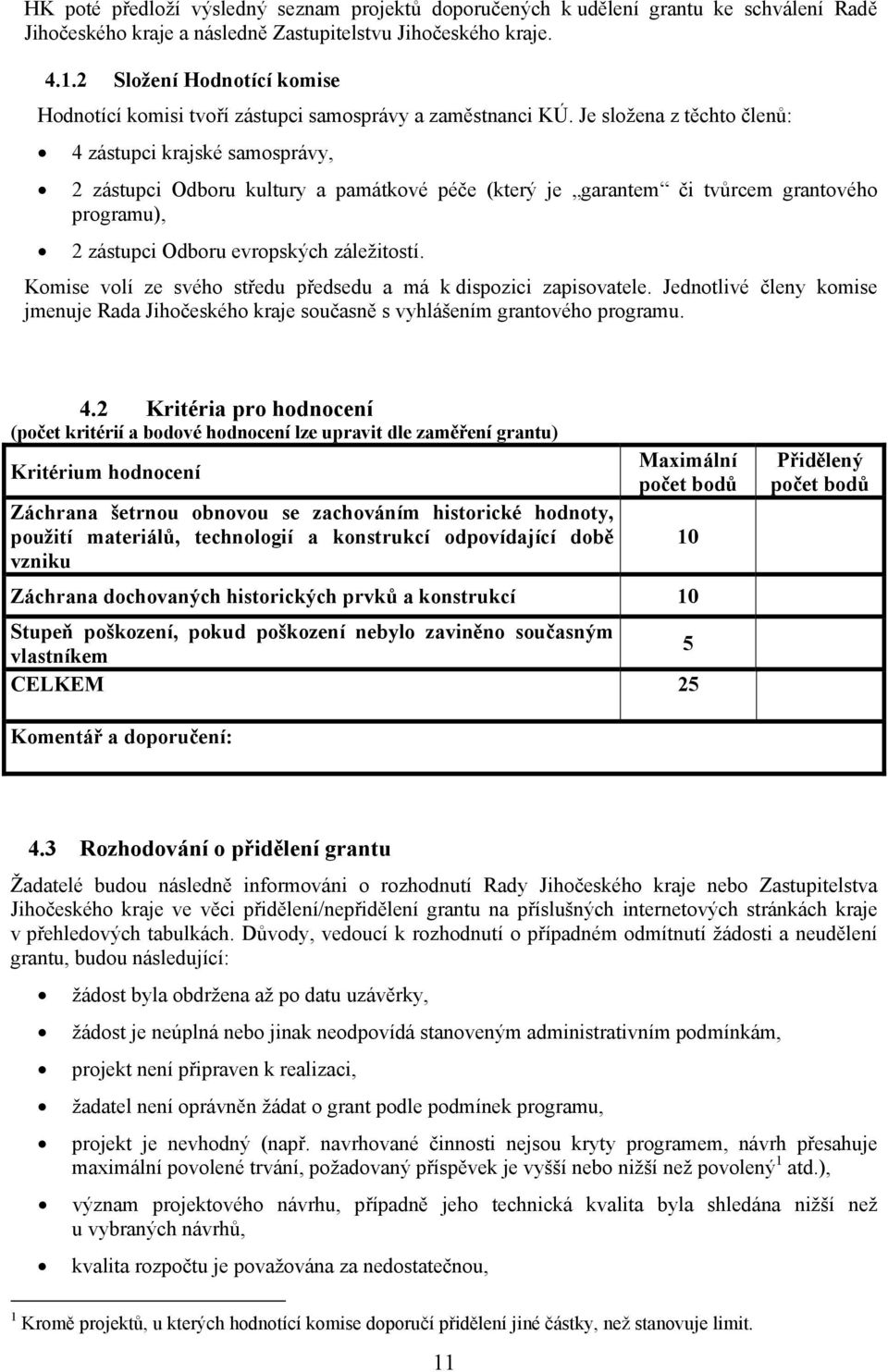 Je složena z těchto členů: 4 zástupci krajské samosprávy, 2 zástupci Odboru kultury a památkové péče (který je garantem či tvůrcem grantového programu), 2 zástupci Odboru evropských záležitostí.