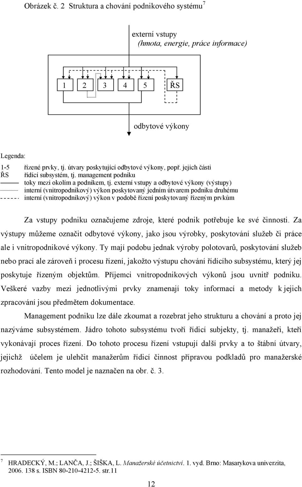 externí vstupy a odbytové výkony (výstupy) interní (vnitropodnikový) výkon poskytovaný jedním útvarem podniku druhému interní (vnitropodnikový) výkon v podobě řízení poskytovaný řízeným prvkům Za