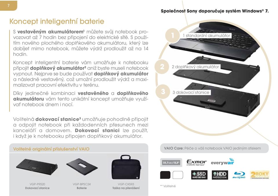 Koncept inteligentní baterie vám umožňuje k notebooku připojit doplňkový akumulátor 2 aniž byste museli notebook vypnout.