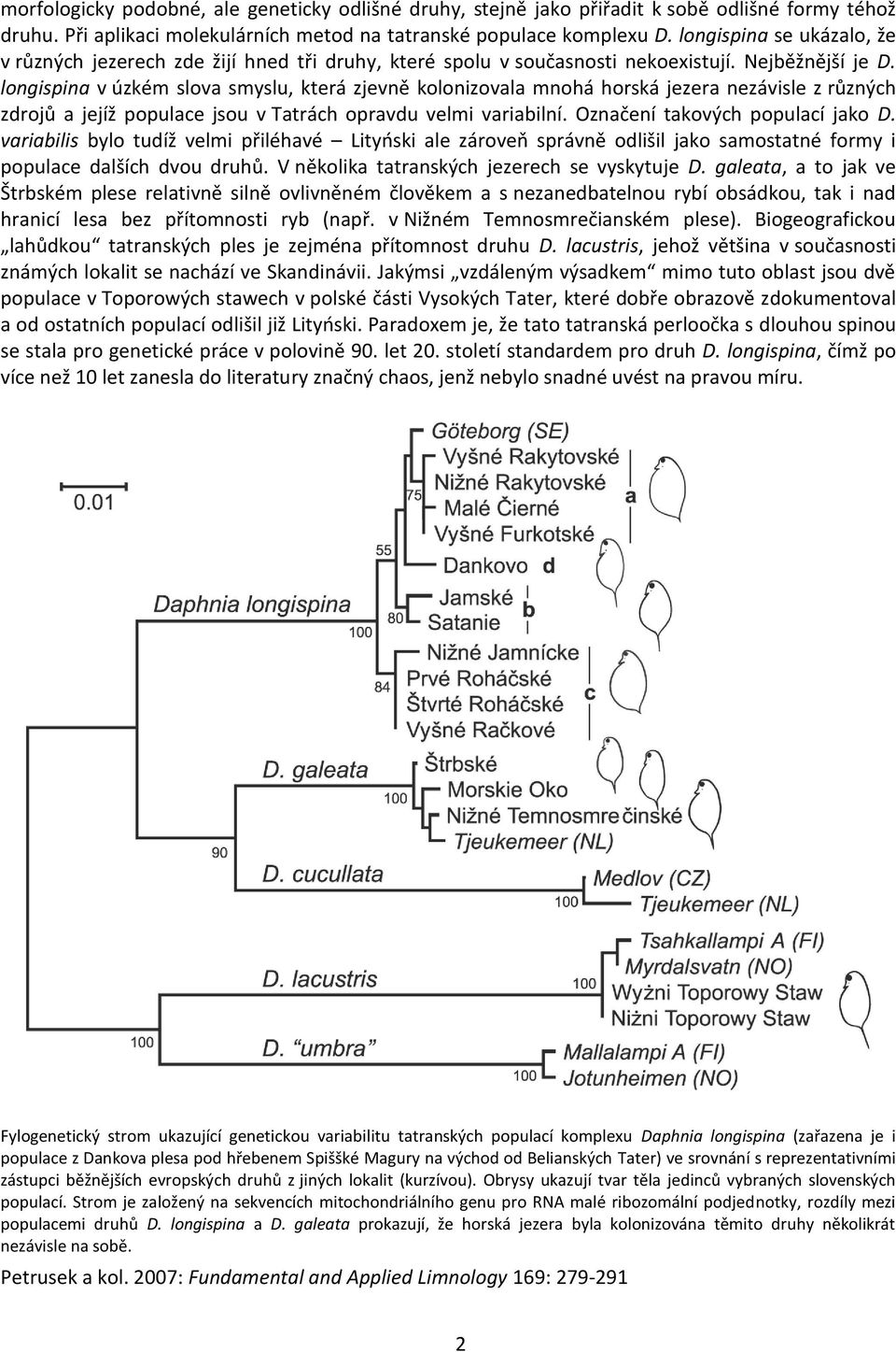 longispina v úzkém slova smyslu, která zjevně kolonizovala mnohá horská jezera nezávisle z různých zdrojů a jejíž populace jsou v Tatrách opravdu velmi variabilní. Označení takových populací jako D.