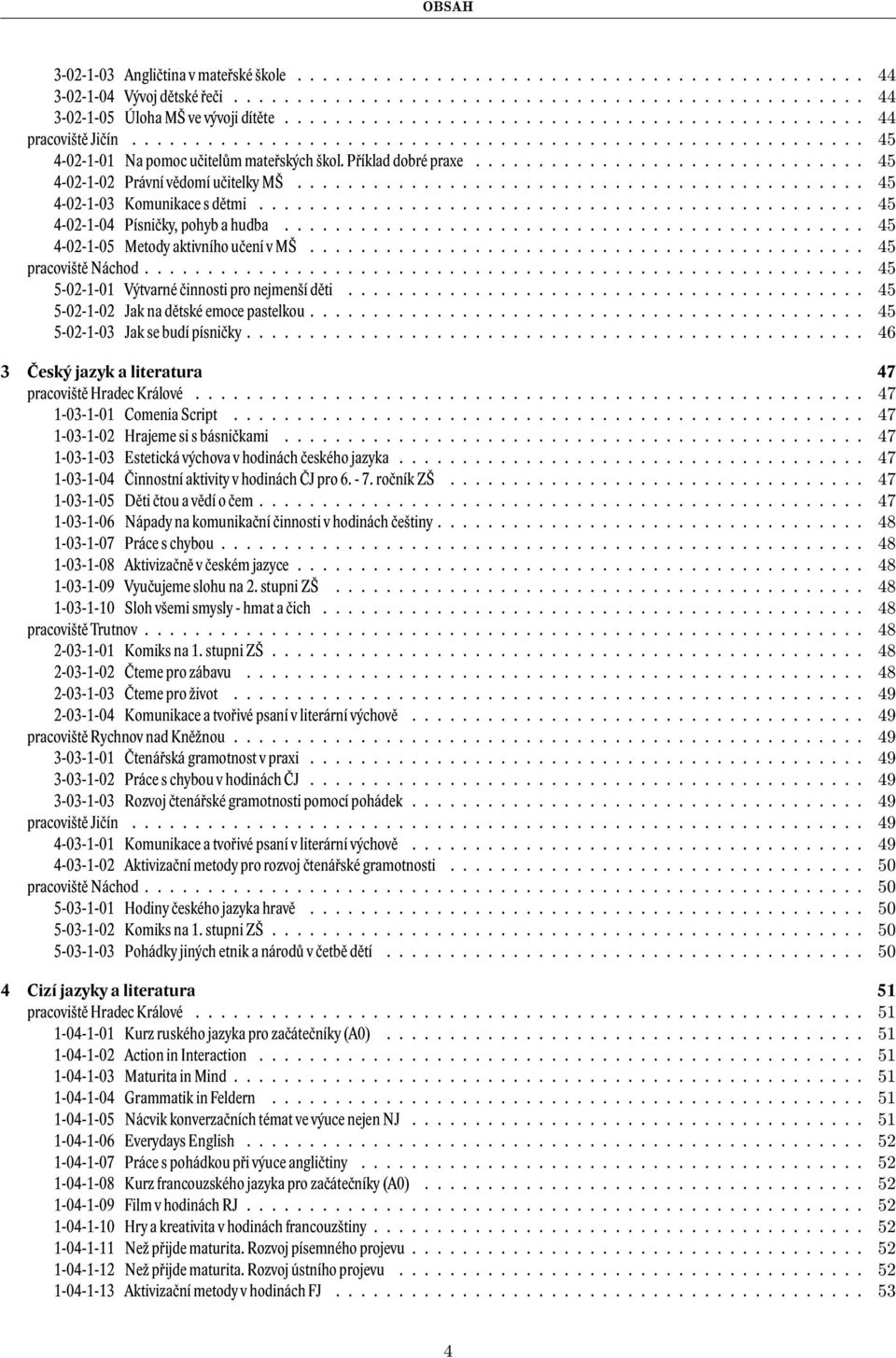 .............................. 45 4-02-1-02 Právní vědomí učitelky MŠ............................................. 45 4-02-1-03 Komunikace s dětmi................................................ 45 4-02-1-04 Písničky, pohyb a hudba.