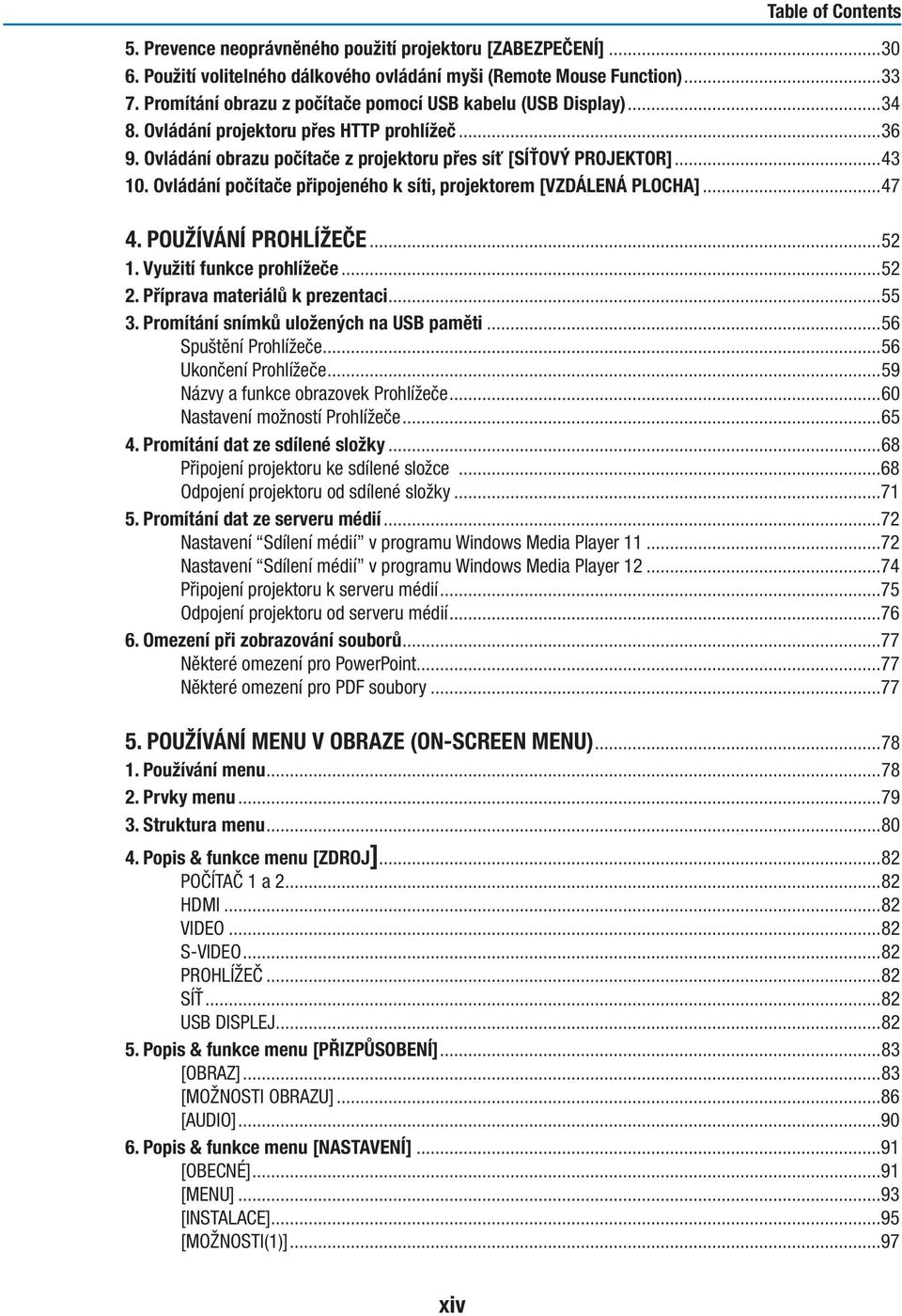 Ovládání počítače připojeného k síti, projektorem [VZDÁLENÁ PLOCHA]...47 4. POUŽÍVÁNÍ PROHLÍŽEČE...52 1. Využití funkce prohlížeče...52 2. Příprava materiálů k prezentaci...55 3.