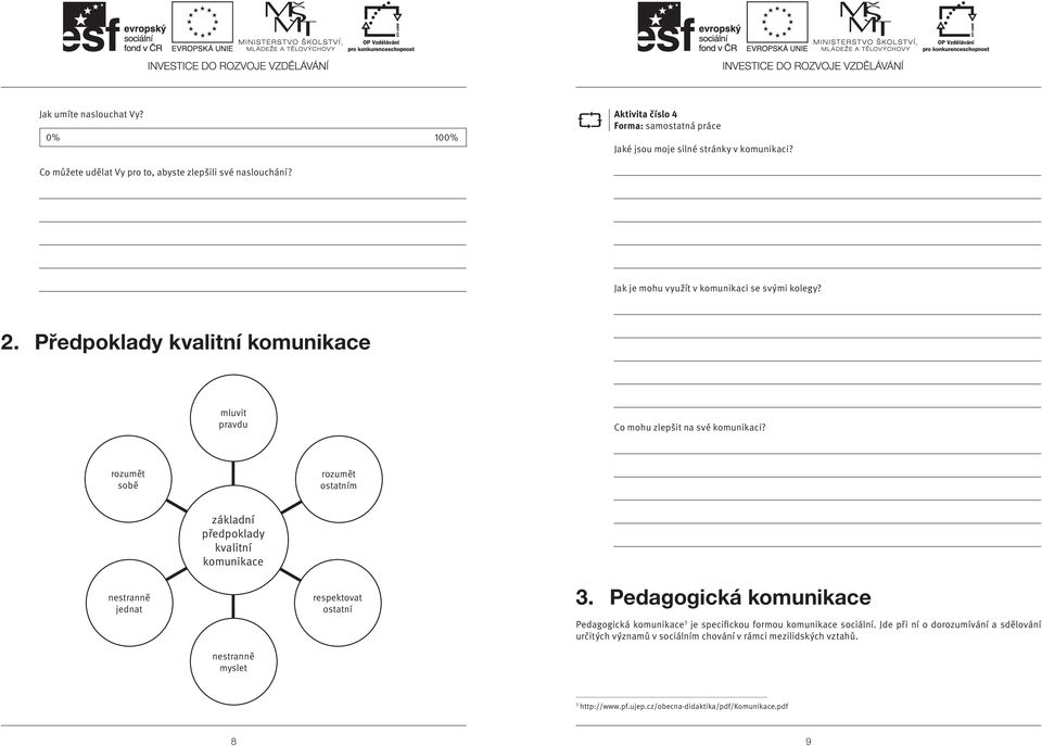 Předpoklady kvalitní komunikace mluvit pravdu Co mohu zlepšit na své komunikaci?