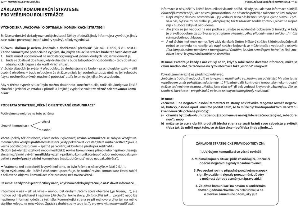Klíčovou složkou je ovšem kontrola a dodržování předpisů (viz zák. 114/92, 81, odst.1). Z toho samozřejmě potenciálně vyplývá, do jakých situací se strážce bude též často dostávat: 1.