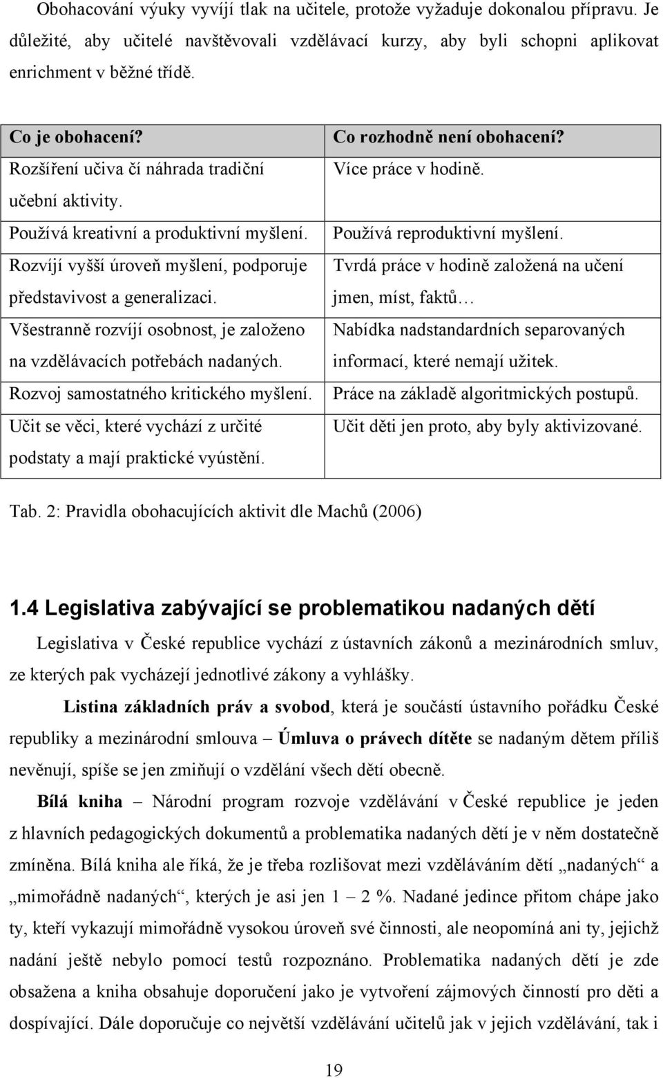 Všestranně rozvíjí osobnost, je založeno na vzdělávacích potřebách nadaných. Rozvoj samostatného kritického myšlení. Učit se věci, které vychází z určité podstaty a mají praktické vyústění.