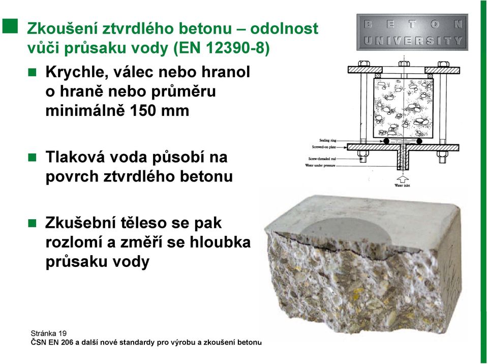 minimálně 150 mm Tlaková voda působí na povrch ztvrdlého