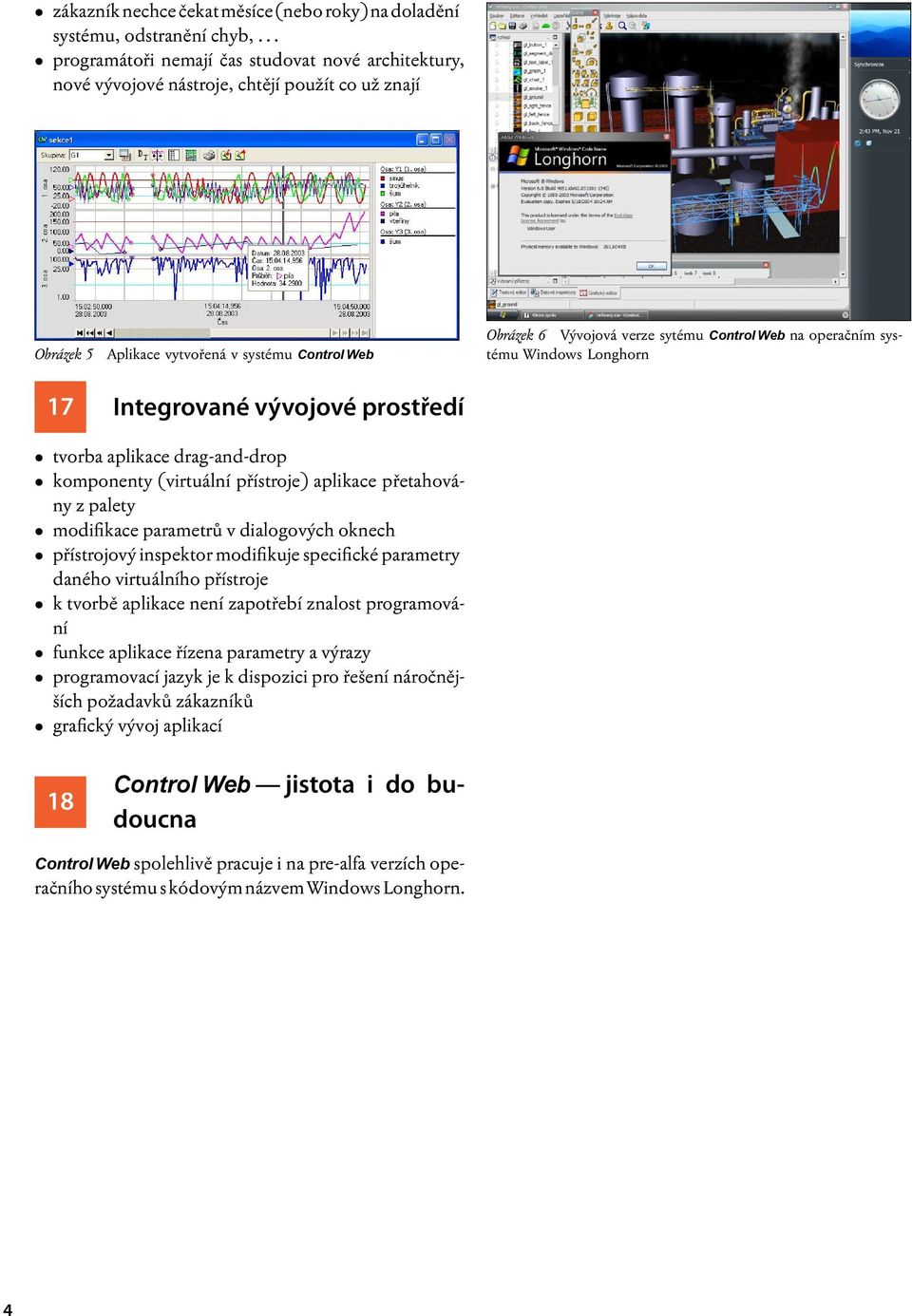 systému Windows Longhorn 17 Integrované vývojové prostředí tvorba aplikace drag-and-drop komponenty (virtuální přístroje) aplikace přetahovány z palety modifikace parametrů v dialogových oknech