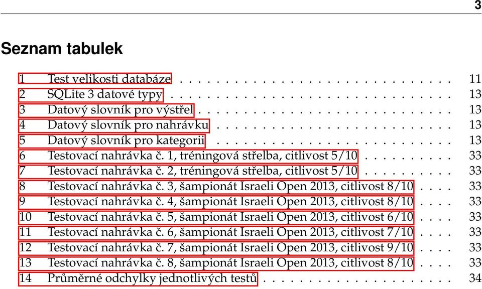 2, tréningová střelba, citlivost 5/10.......... 33 8 Testovací nahrávka č. 3, šampionát Israeli Open 2013, citlivost 8/10.... 33 9 Testovací nahrávka č. 4, šampionát Israeli Open 2013, citlivost 8/10.