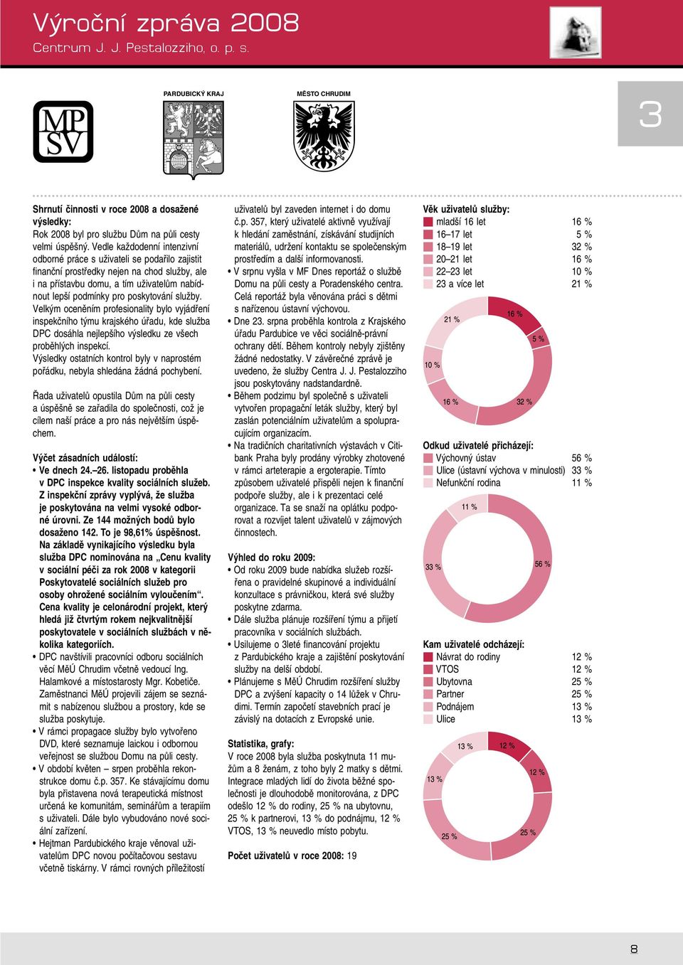 služby. Velkým oceněním profesionality bylo vyjádření inspekčního týmu krajského úřadu, kde služba DPC dosáhla nejlepšího výsledku ze všech proběhlých inspekcí.