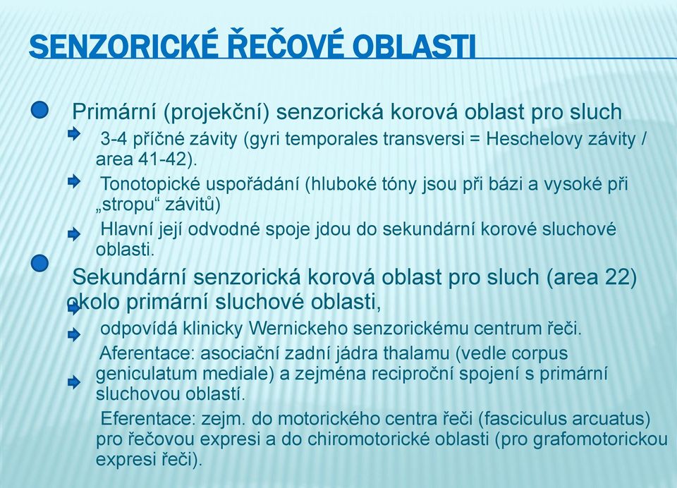 Sekundární senzorická korová oblast pro sluch (area 22) okolo primární sluchové oblasti, odpovídá klinicky Wernickeho senzorickému centrum řeči.