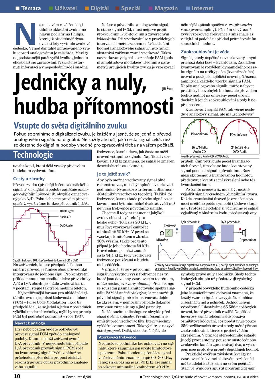 Výhod digitálně zpracovaného zvuku oproti analogovému je celá řada. Mezi ty obstarává zařízení zvané vzorkovač. Takto hodnota analogového signálu.