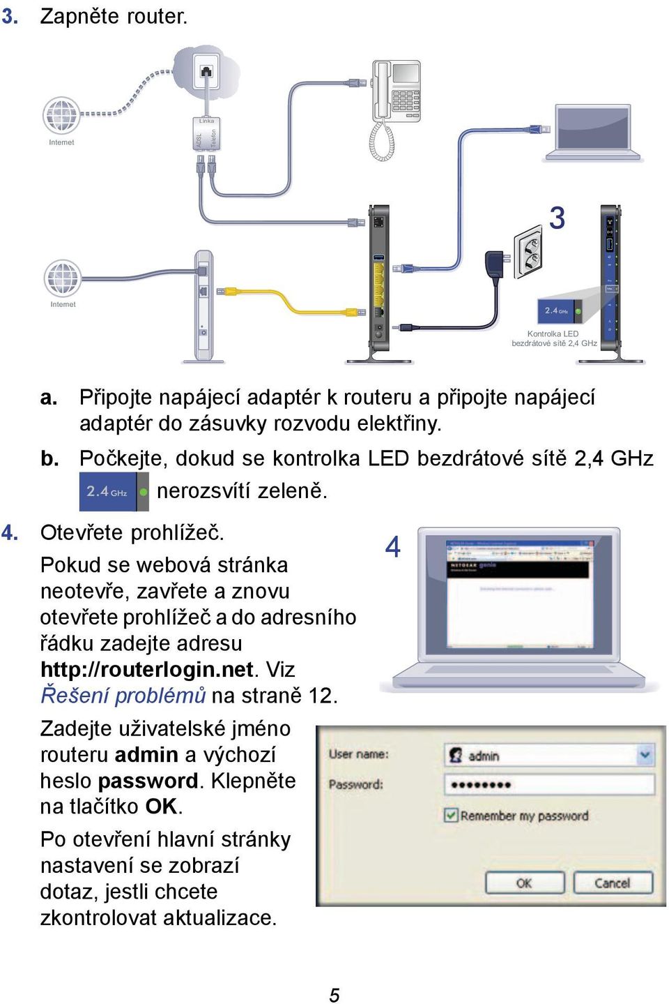 Otevřete prohlížeč. nerozsvítí zeleně.