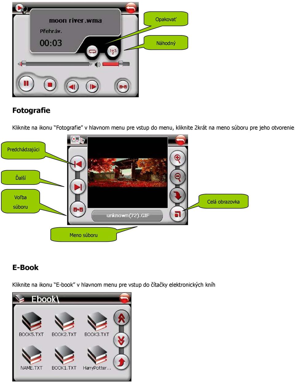 Predchádzajúci ozí Ďalší Voľba súboru Celá obrazovka Meno súboru E-Book