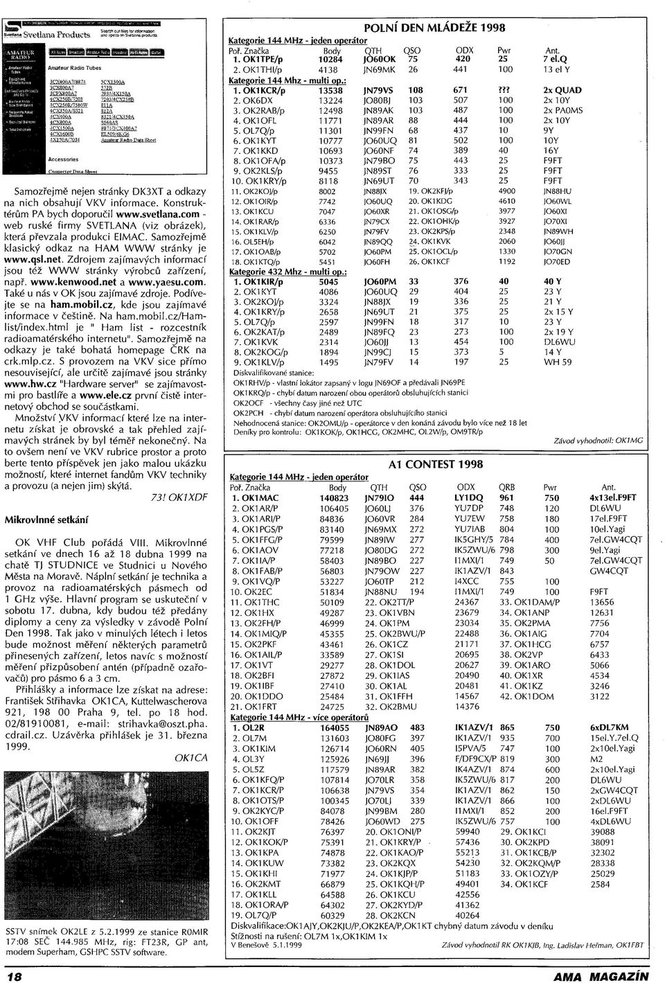 Také u nás v OK jsou zajímavé zdroje. Podívejte se na ham.mobil.cz, kde jsou zajímavé informace v češtině. Na ham.mobil.cz/hamlist/index.html je " Ham list - rozcestník radioamatérského internetu".