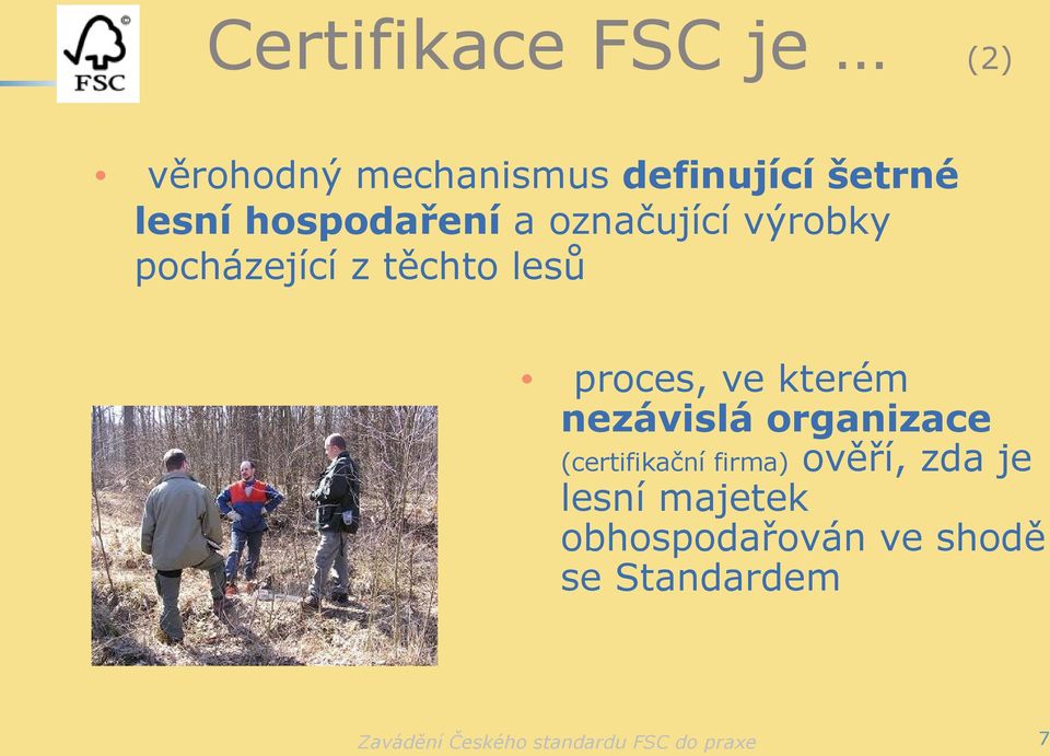 lesů proces, ve kterém nezávislá organizace (certifikační