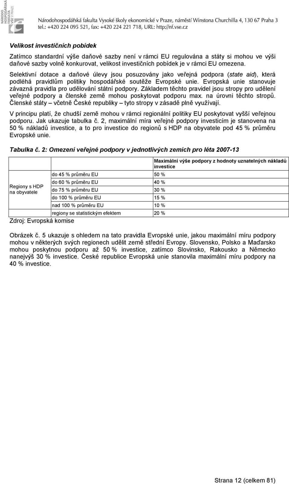 Evropsá unie stanovuje závazná pravidla pro udělování státní podpory. Záladem těchto pravidel jsou stropy pro udělení veřejné podpory a člensé země mohou posytovat podporu max.