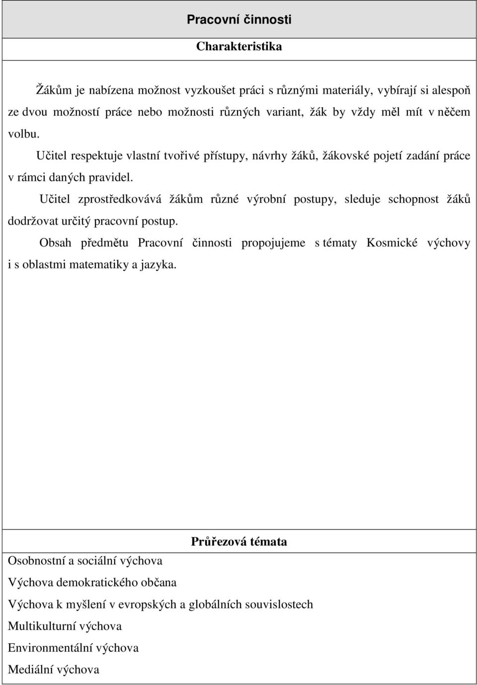 Učitel zprostředkovává žákům různé výrobní postupy, sleduje schopnost žáků dodržovat určitý pracovní postup.