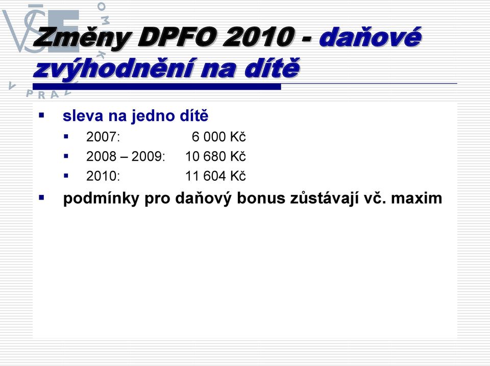 2008 2009: 10 680 Kč 2010: 11 604 Kč