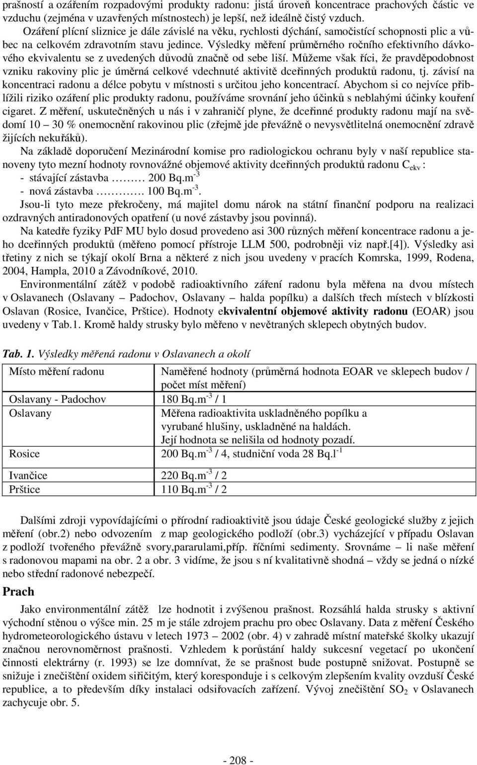 Výsledky měření průměrného ročního efektivního dávkového ekvivalentu se z uvedených důvodů značně od sebe liší.