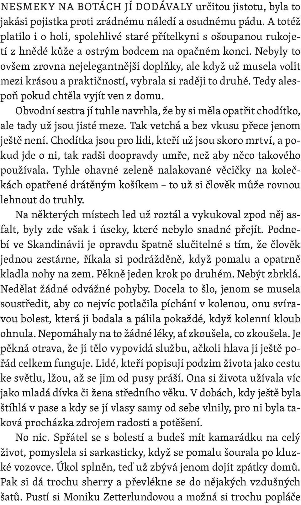 Nebyly to ovšem zrovna nejelegantnější doplňky, ale když už musela volit mezi krásou a praktičností, vybrala si raději to druhé. Tedy alespoň pokud chtěla vyjít ven z domu.