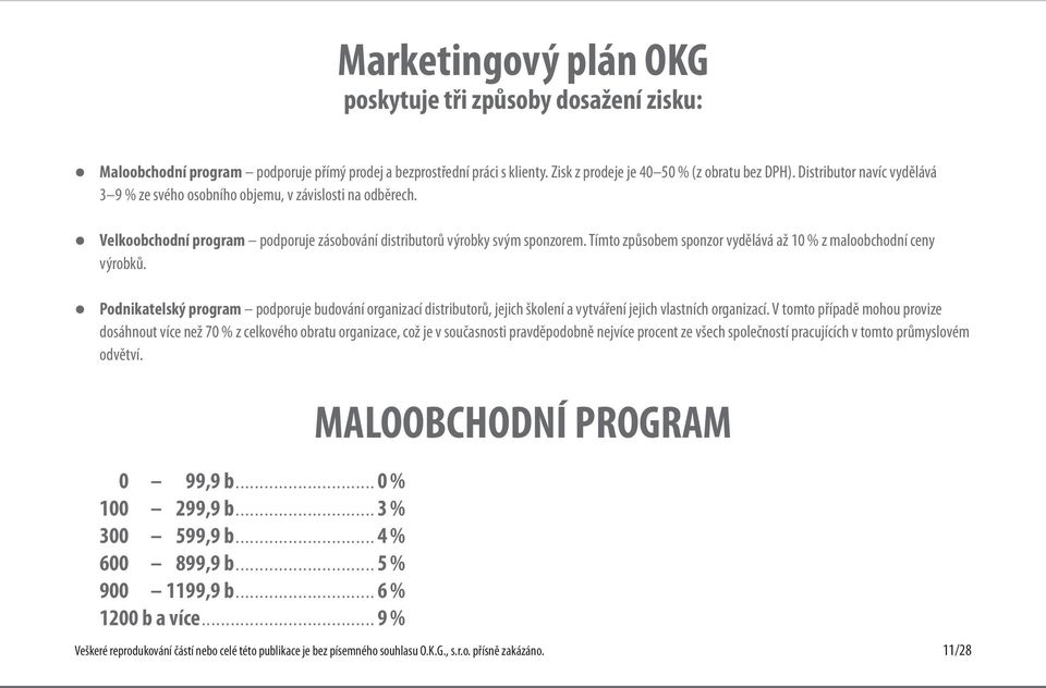 Tímto způsobem sponzor vydělává až 10 % z maloobchodní ceny výrobků. Podnikatelský program podporuje budování organizací distributorů, jejich školení a vytváření jejich vlastních organizací.