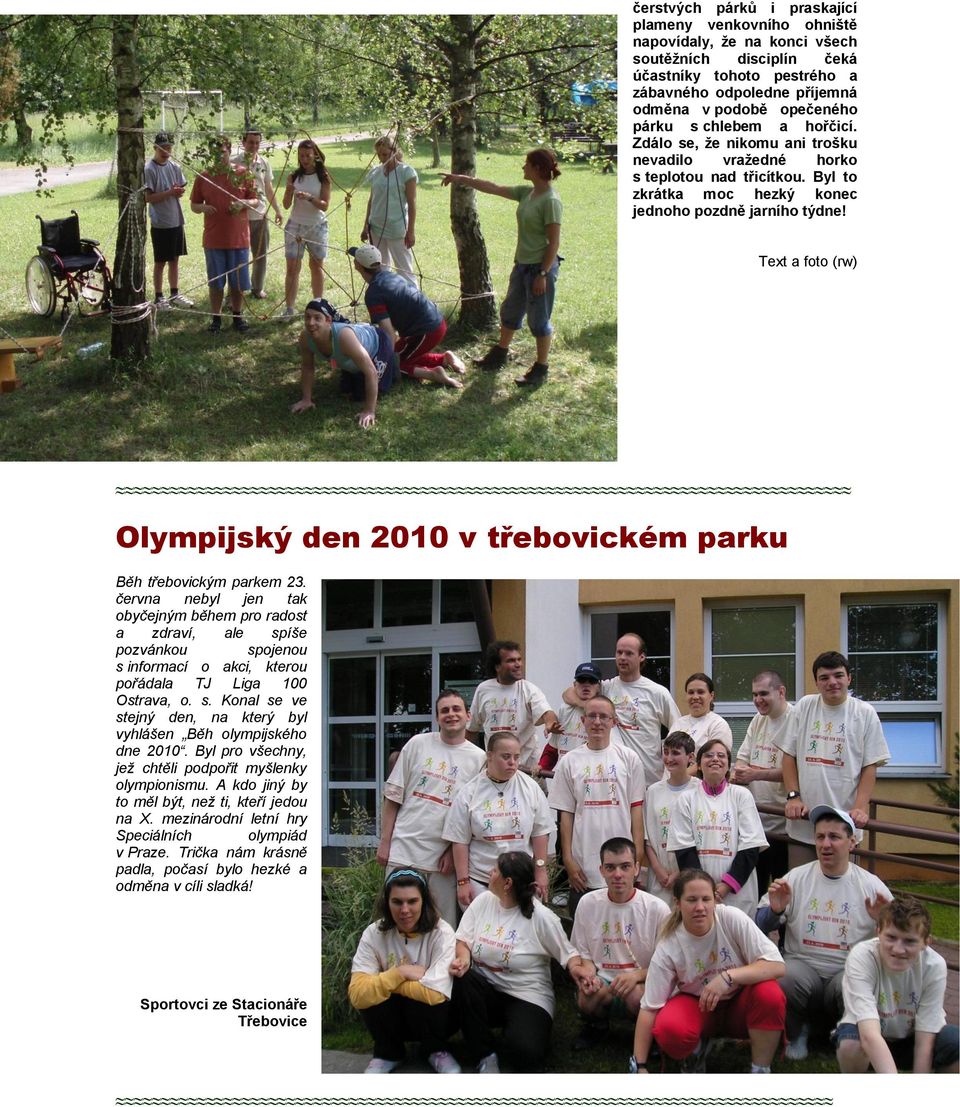 Text a foto (rw) Olympijský den 2010 v třebovickém parku Běh třebovickým parkem 23.