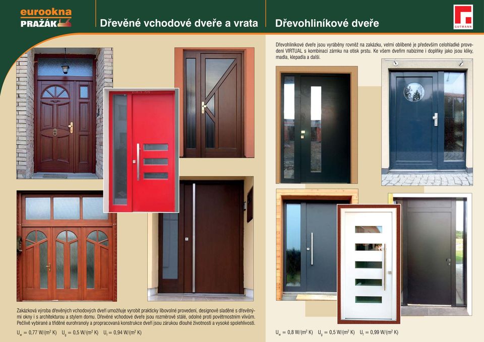Zakázková výroba dřevěných vchodových dveří umožňuje vyrobit prakticky libovolné provedení, designově sladěné s dřevěnými okny i s architekturou a stylem domu.