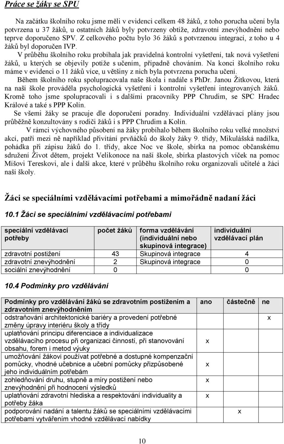 V průběhu školního roku probíhala jak pravidelná kontrolní vyšetření, tak nová vyšetření žáků, u kterých se objevily potíže s učením, případně chováním.