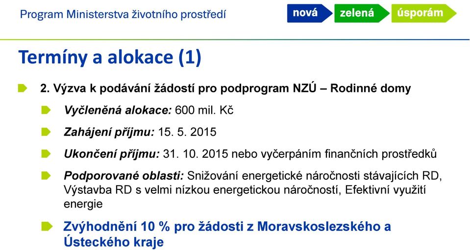 Kč Zahájení příjmu: 15. 5. 2015 Ukončení příjmu: 31. 10.