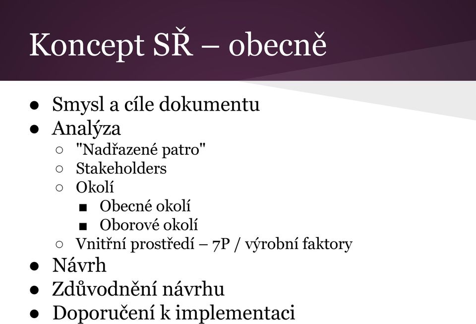 Oborové okolí Vnitřní prostředí 7P / výrobní