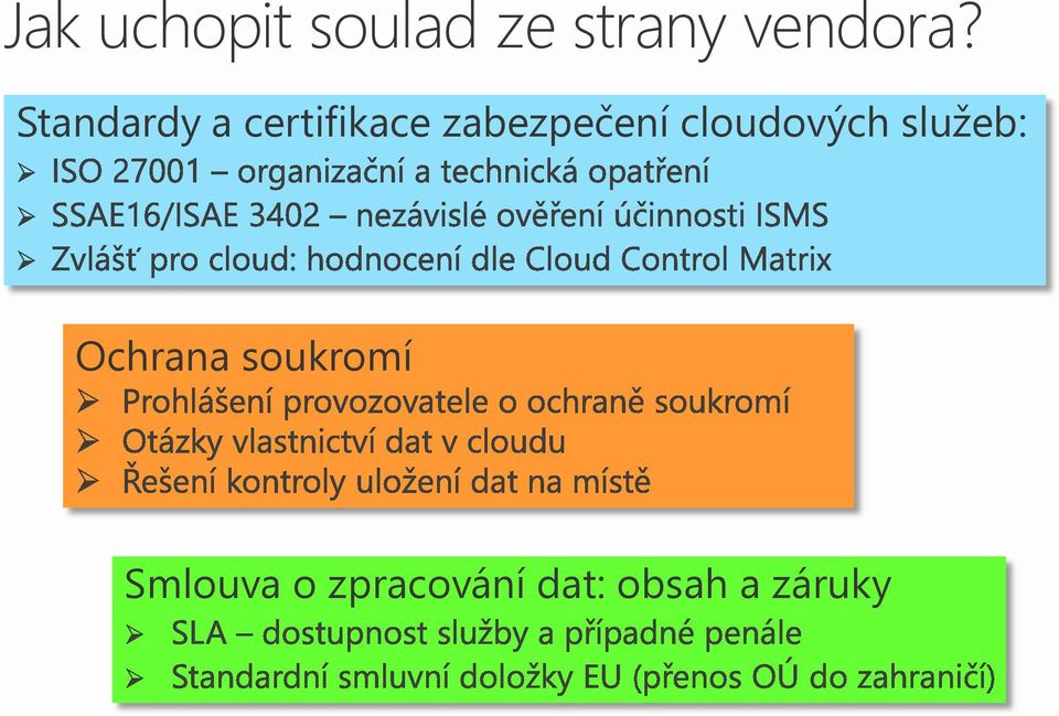 cloudových služeb: Ochrana soukromí