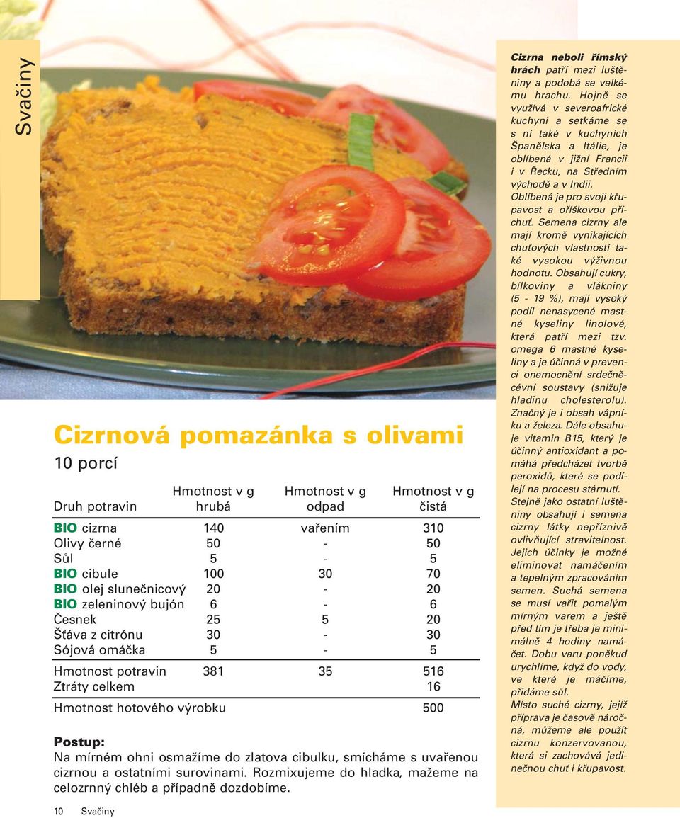 Rozmixujeme do hladka, mažeme na celozrnný chléb a případně dozdobíme. Cizrna neboli římský hrách patří mezi luštěniny a podobá se velkému hrachu.