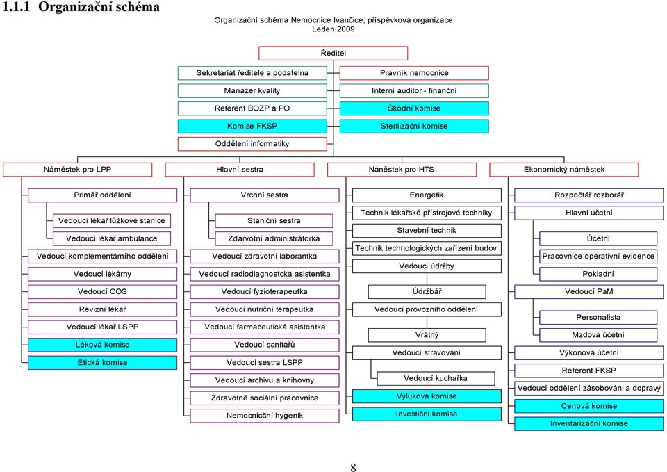 Rozpočtář rozborář Vedoucí lékař lůţkové stanice Vedoucí lékař ambulance Vedoucí komplementárního oddělení Vedoucí lékárny Staniční sestra Zdarvotní administrátorka Vedoucí zdravotní laborantka