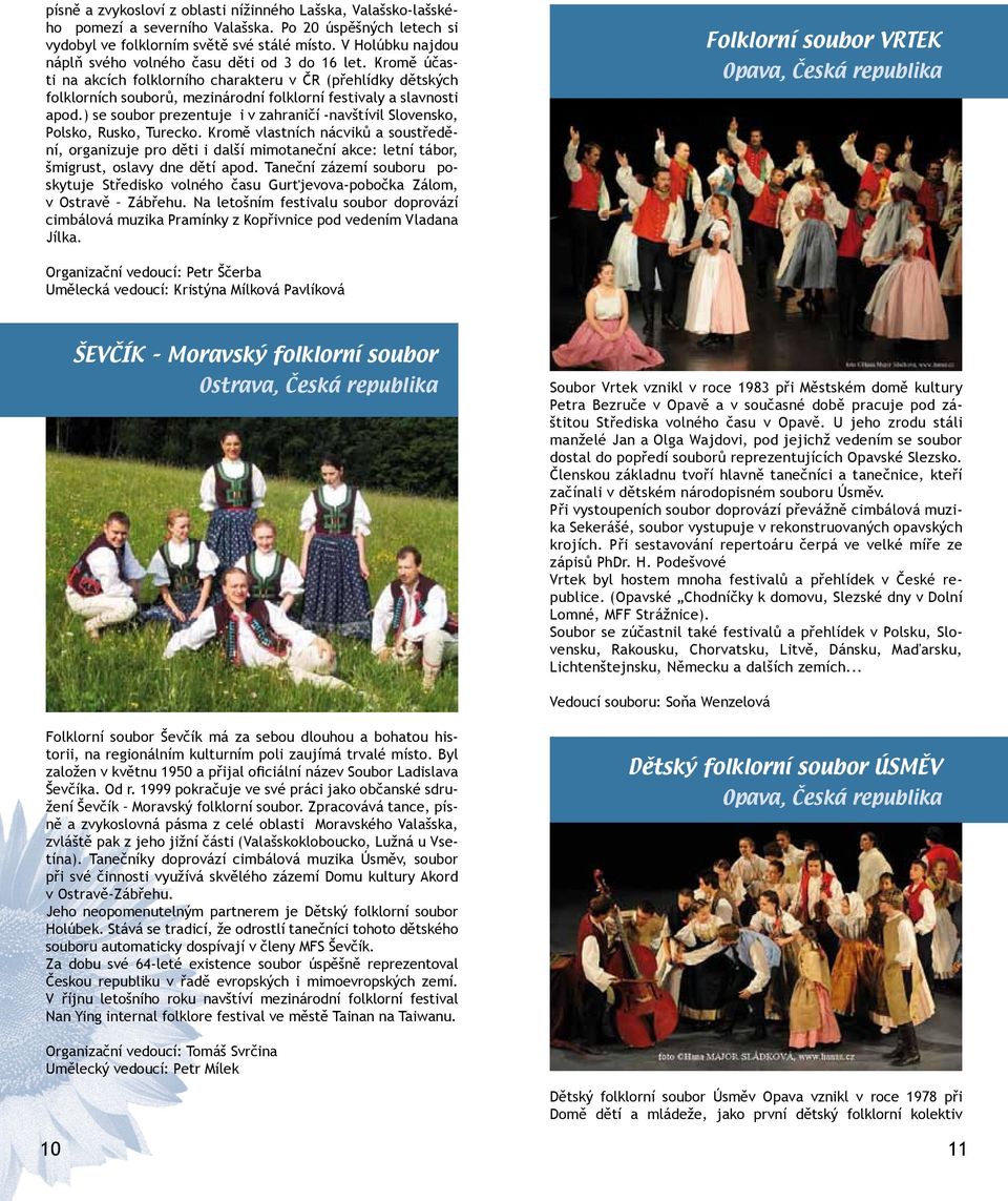 Kromě účasti na akcích folklorního charakteru v ČR (přehlídky dětských folklorních souborů, mezinárodní folklorní festivaly a slavnosti apod.